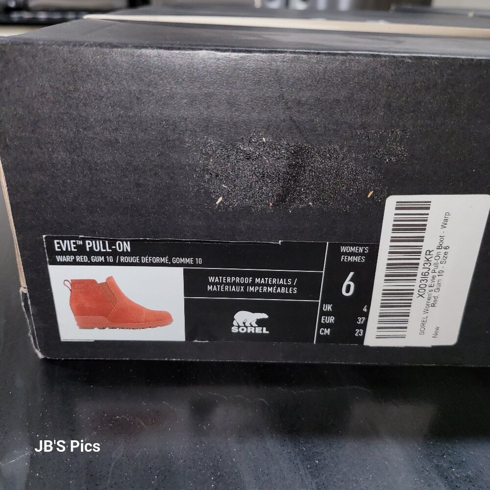Sorel Evie Pull On Wedge Booties Warp Red Womens Waterproof Rain Boot BRAND NEW - Picture 4 of 15